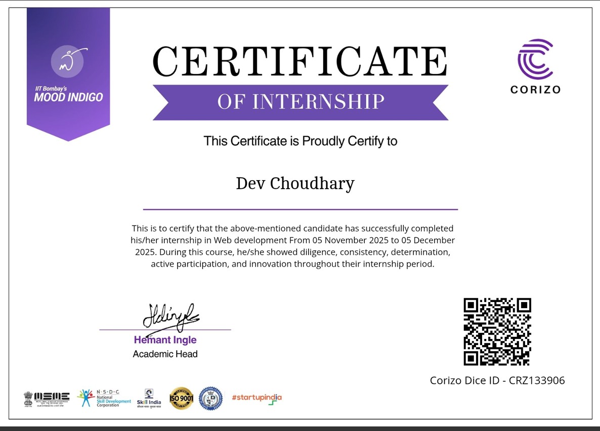 Dev Choudhary | Portfolio